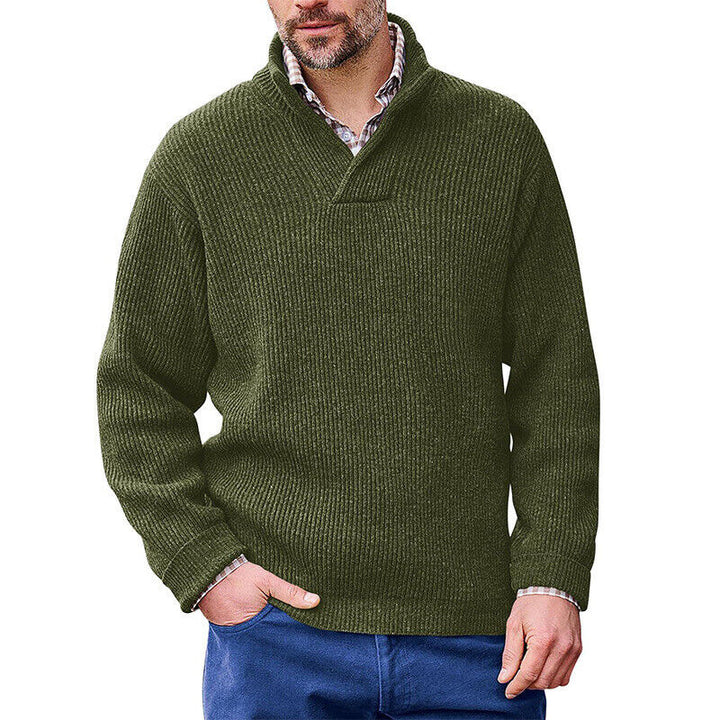 Men's knitted sweater with modern stand-up collar and fine rib structure Lisslune