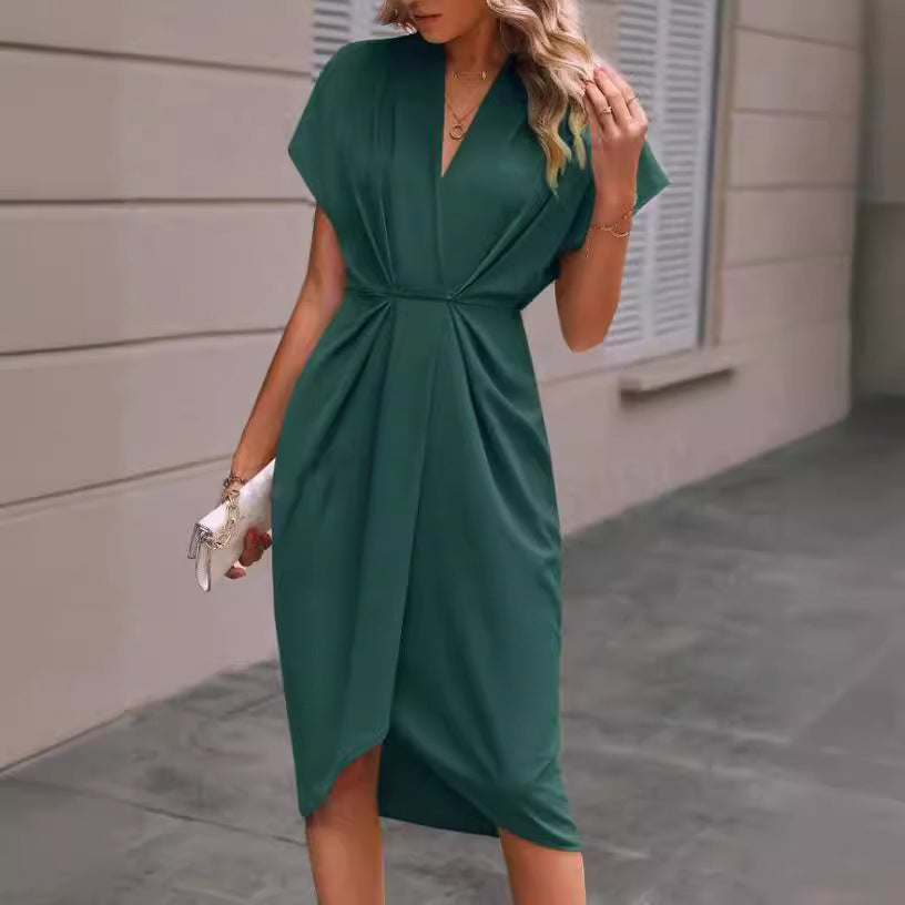 Women’s wrap dress with elegant V-neckline and draping Lisslune