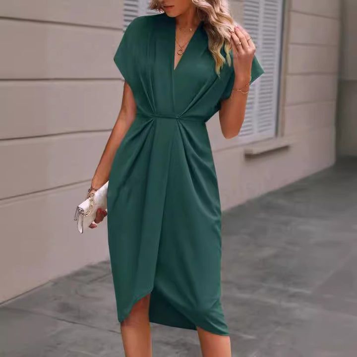 Women’s wrap dress with elegant V-neckline and draping Lisslune
