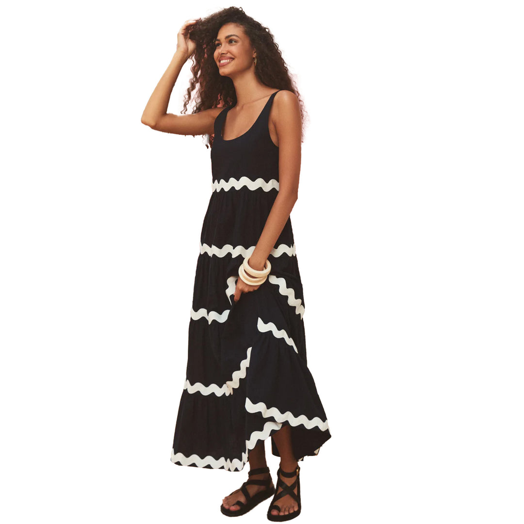 Women's maxi dress with wavy ruffles and casual cut Lune London