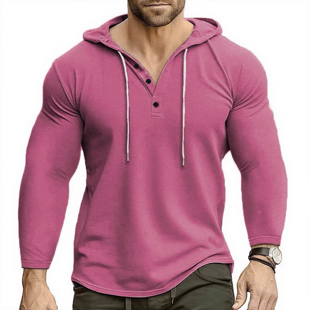 Men's hoodie with buttonable collar and drawstring Lisslune
