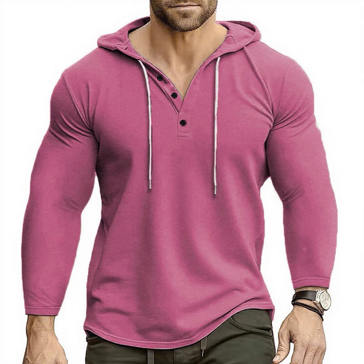 Men's hoodie with buttonable collar and drawstring Lisslune