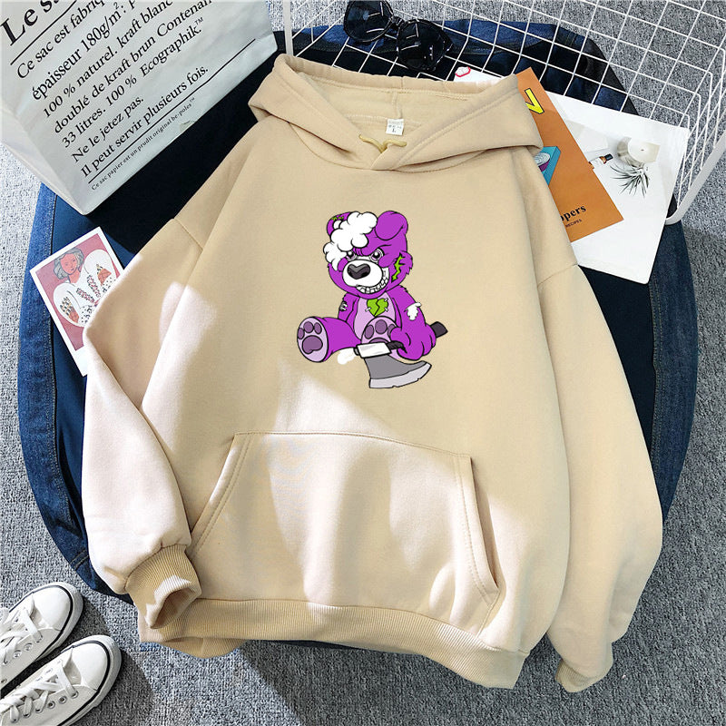 Women's hooded sweatshirt with charming bear motif Lisslune