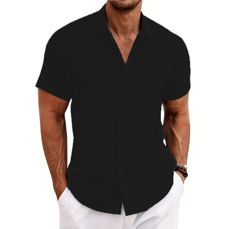 Men's short-sleeve shirt with textured design and modern collar Lisslune