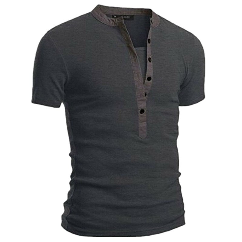 Men's Short Sleeve Shirt with Modern Buttons and Stitched Collar Lisslune