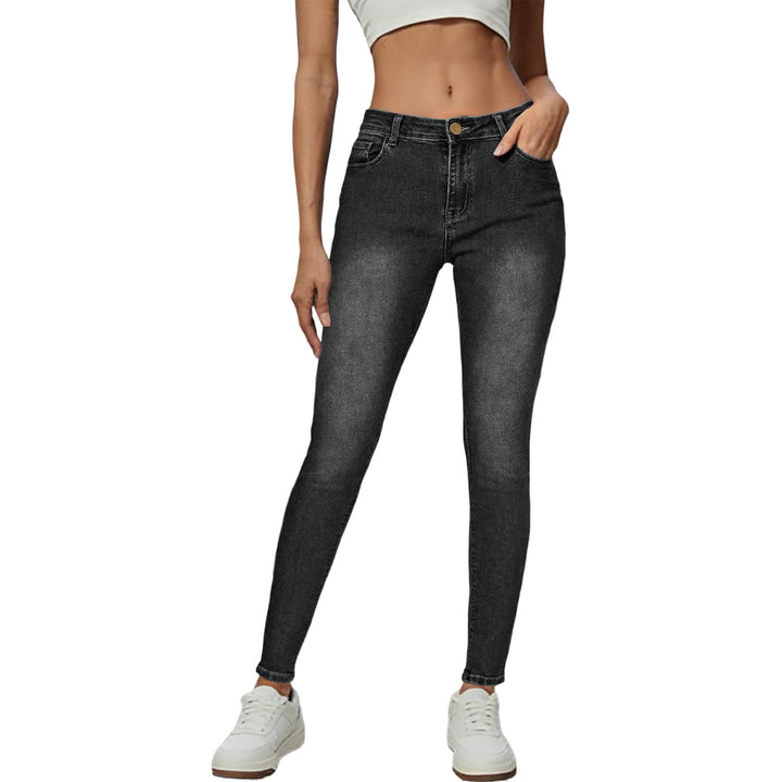 Damen Skinny Jeans im modernen Used-Look mit hohem Bund und elastischem Stretch Lisslune