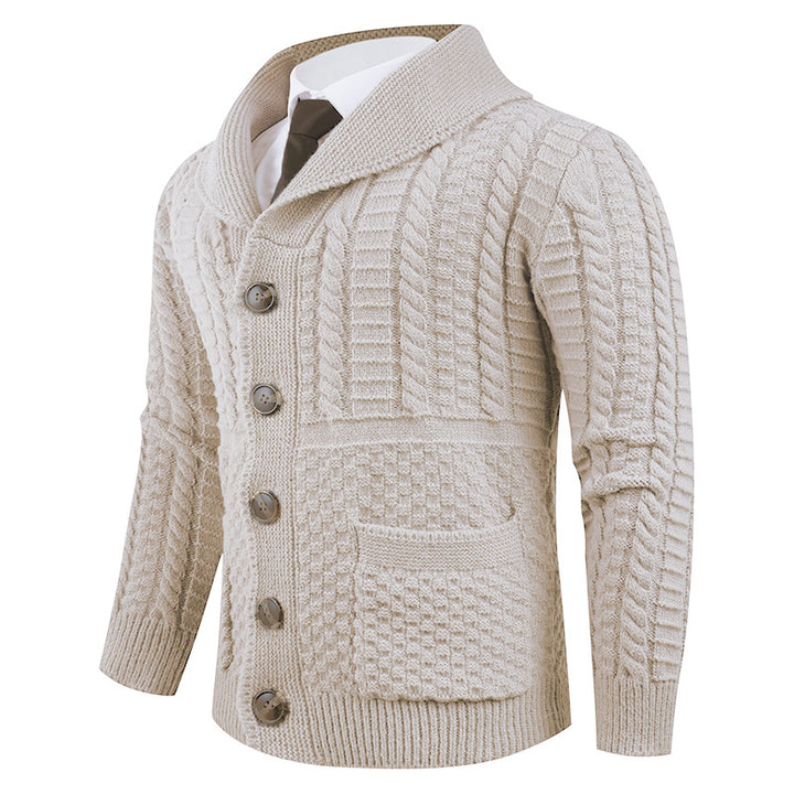 Men's cardigan with modern shawl collar and practical buttons Lisslune