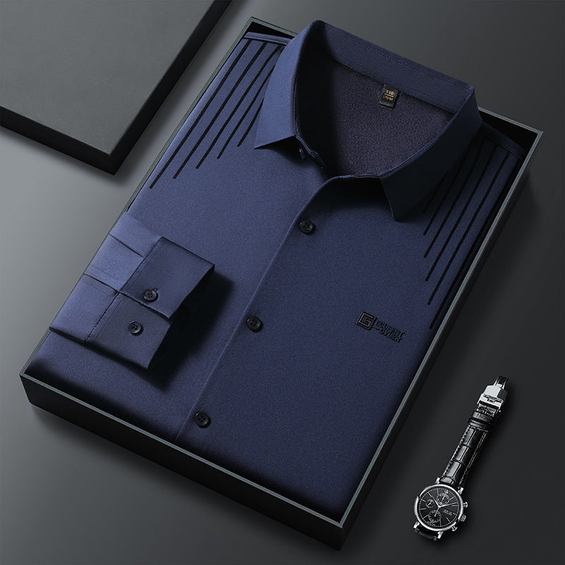 Men's Classic Long Sleeve Shirt with Textured Design Lisslune