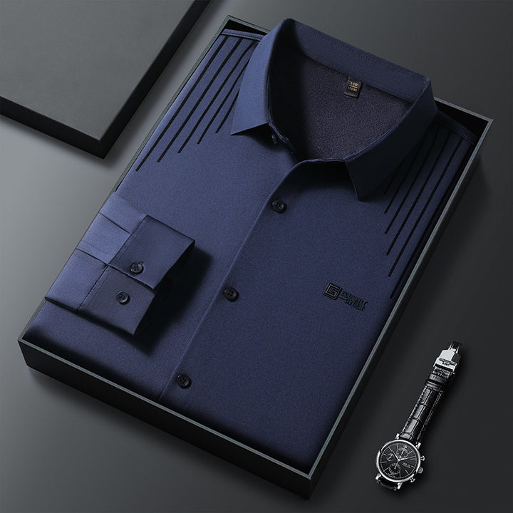 Men's Classic Long Sleeve Shirt with Textured Design Lisslune