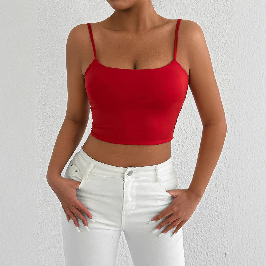 Damen Crop-Top mit verstellbaren Spaghetti-Trägern und figurbetontem Schnitt Lisslune
