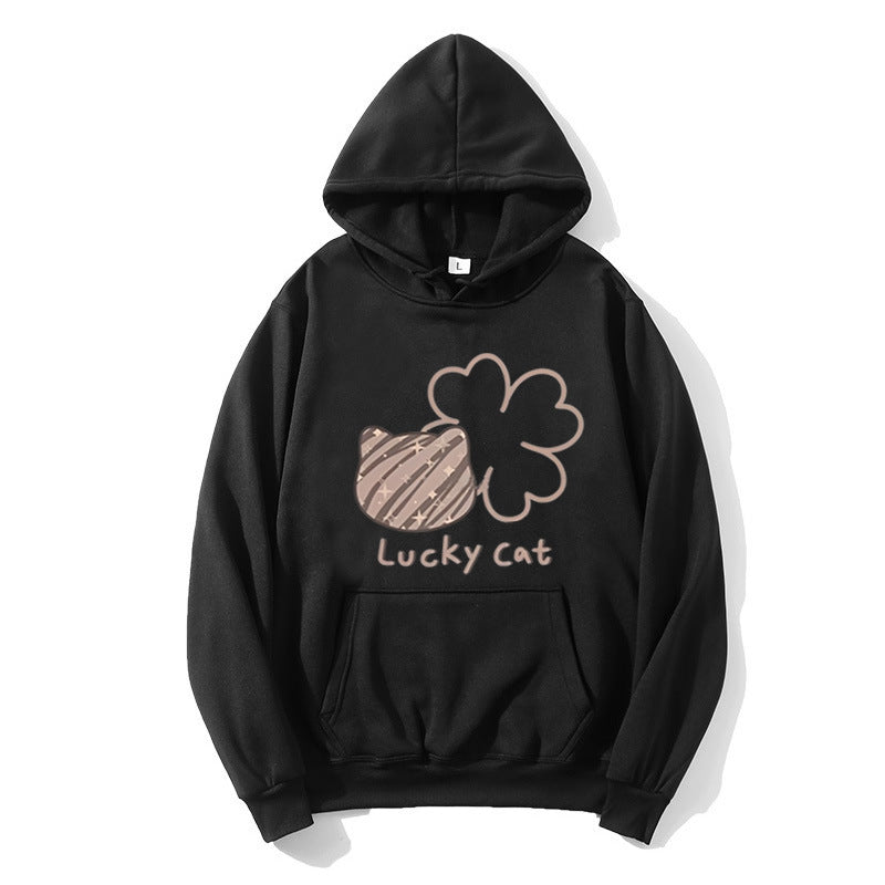 Women's hoodie with creative cat design and lucky motif Lisslune