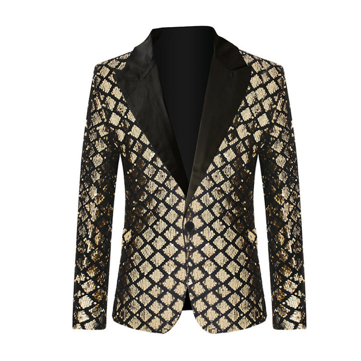 Men's Sequin Blazer in Elegant Diamond Pattern Lisslune
