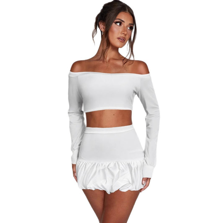 Damen Off-Shoulder Set mit raffiniertem Oberteil und fließendem Rock Lisslune