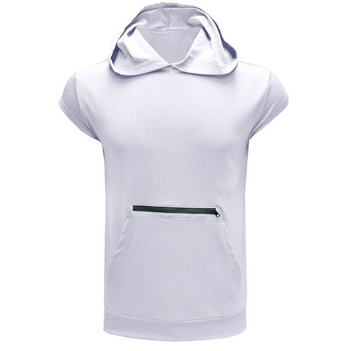 Men's Short Sleeve Hoodie with Practical Zipper Lisslune