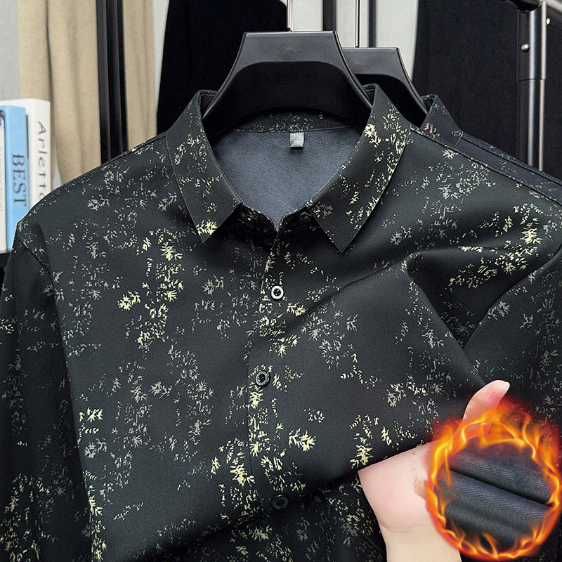Men's shirt with floral print and high-quality satin surface Lisslune