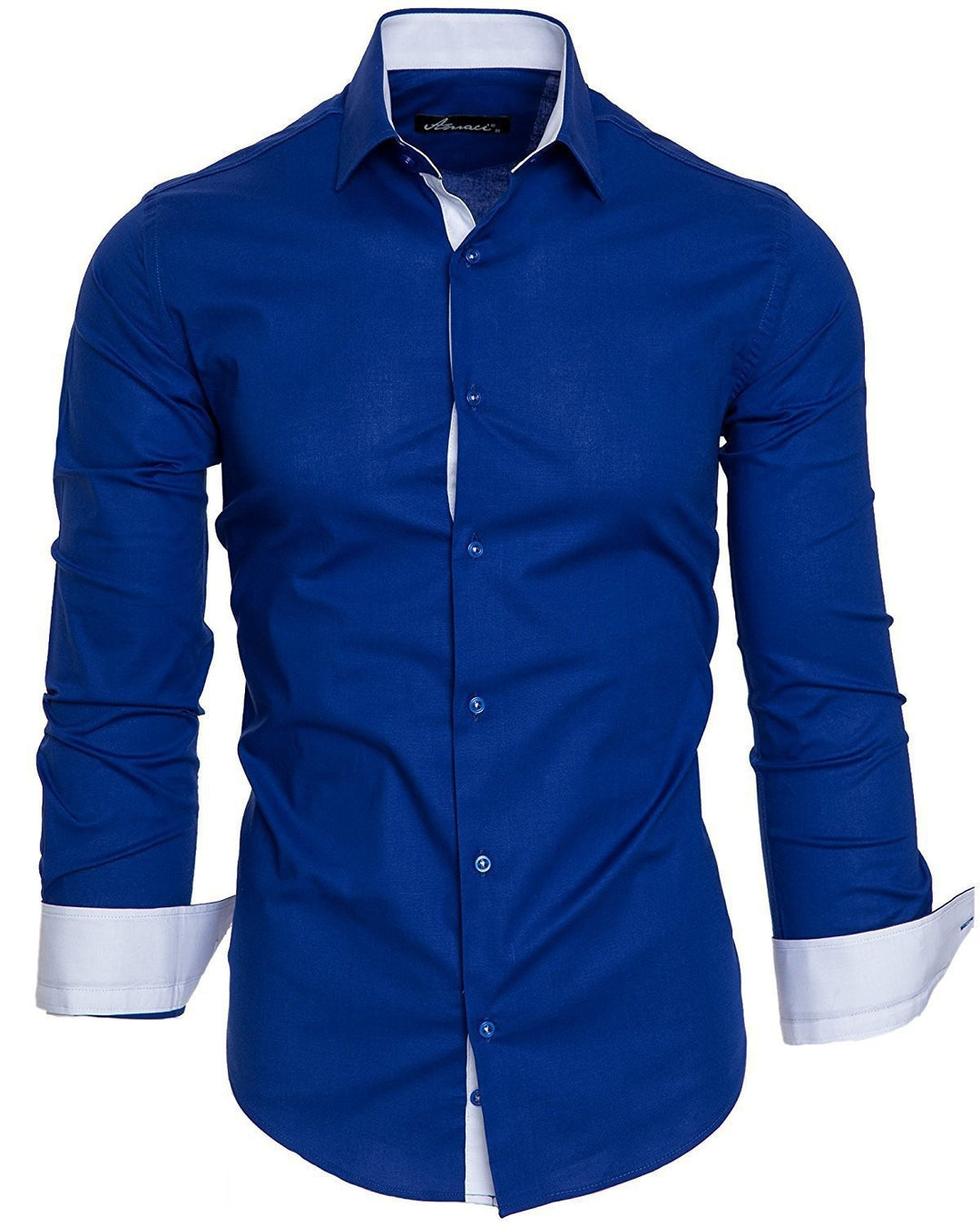 Men's long-sleeve shirt with elegant contrast finishing and modern slim-fit cut Lisslune