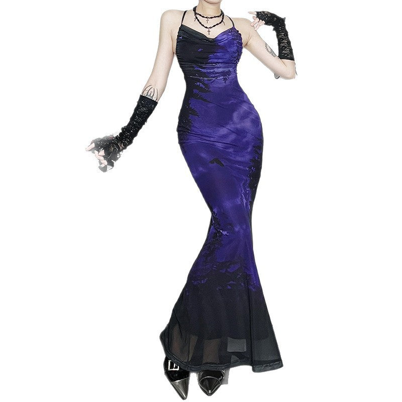 Ladies elegant maxi dress with seductive heart neckline and sophisticated layers