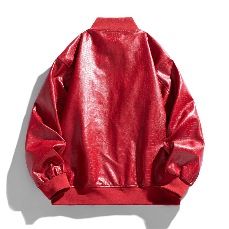 Men's modern synthetic leather jacket with trendy flap pockets Lisslune