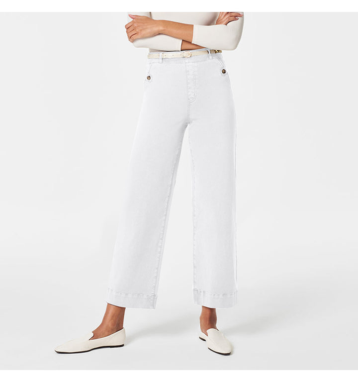 Damen Weite High-Waist Hose mit modischen Knopfdetails Lisslune
