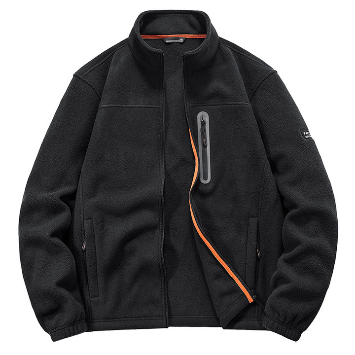 Men's Fleece Jacket with High Collar and Practical Zip Pockets Lisslune