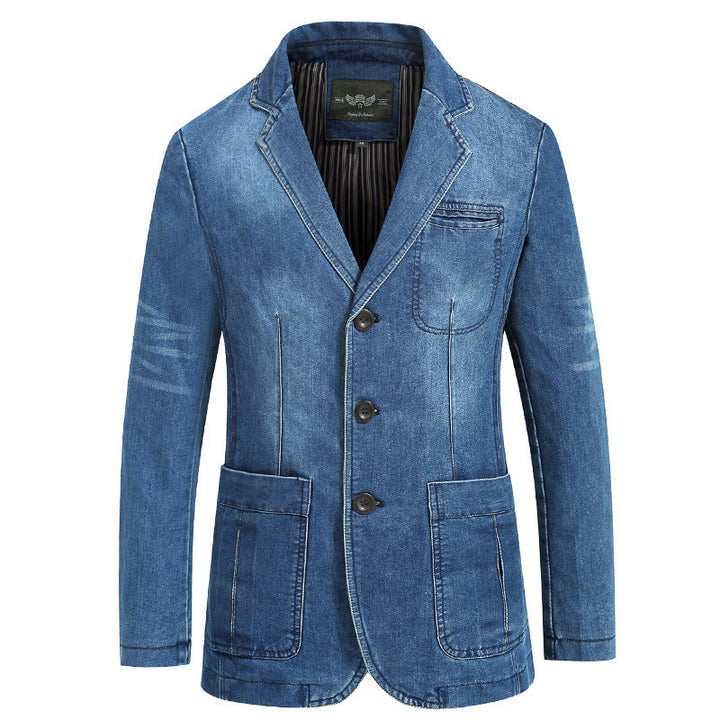 Men's Denim Blazer with Classic Pockets Lisslune
