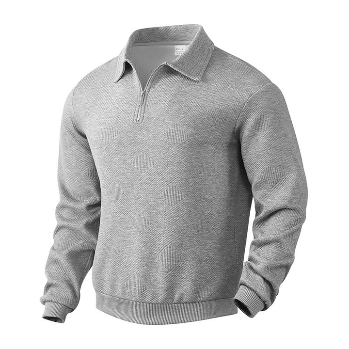 Men's sporty pullover with standing collar and attractive textured pattern Lisslune