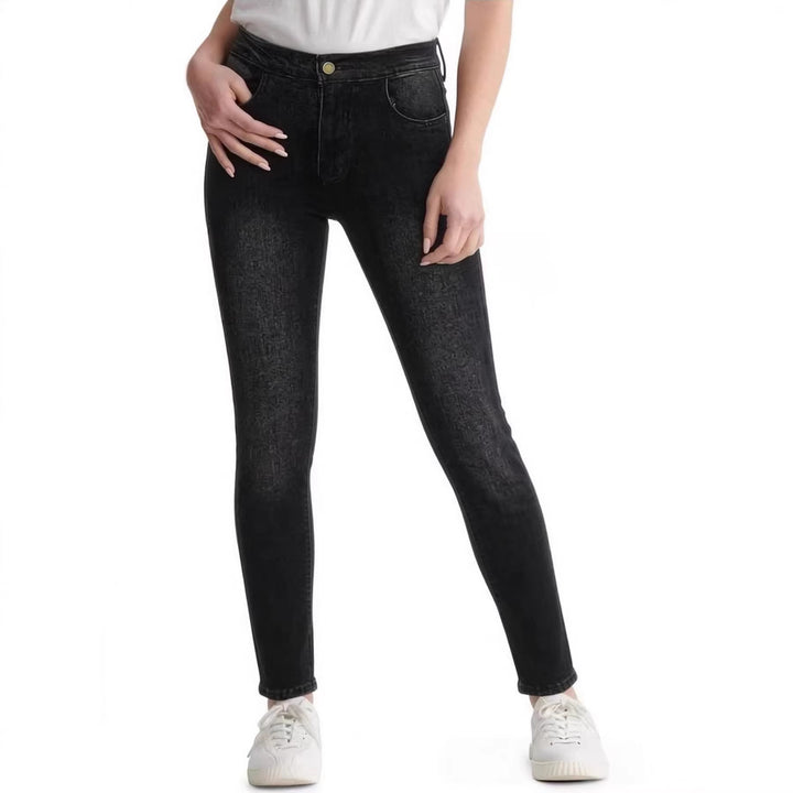 Damen Skinny Jeans im modernen Used-Look mit hohem Bund und elastischem Stretch Lisslune