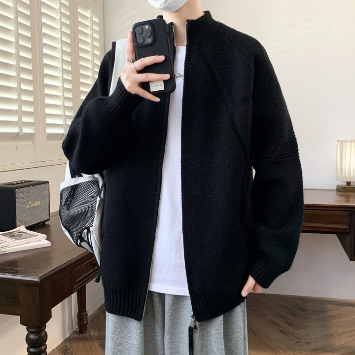 Men's cardigan with high collar and zipper Lisslune