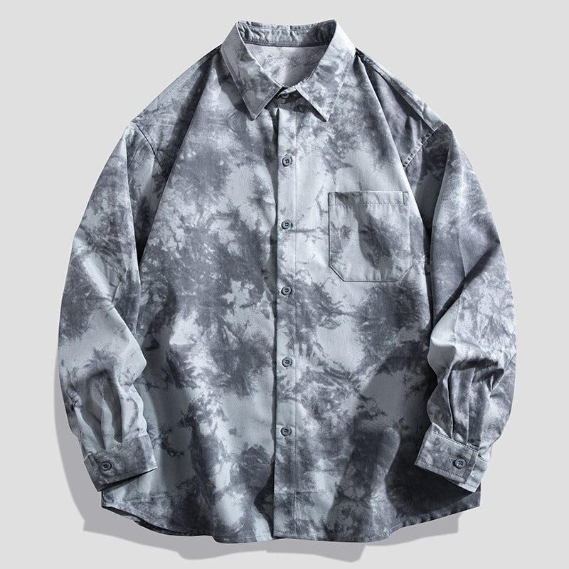 Men's Casual Designer Shirt with Unique Tie-Dye Pattern Lisslune