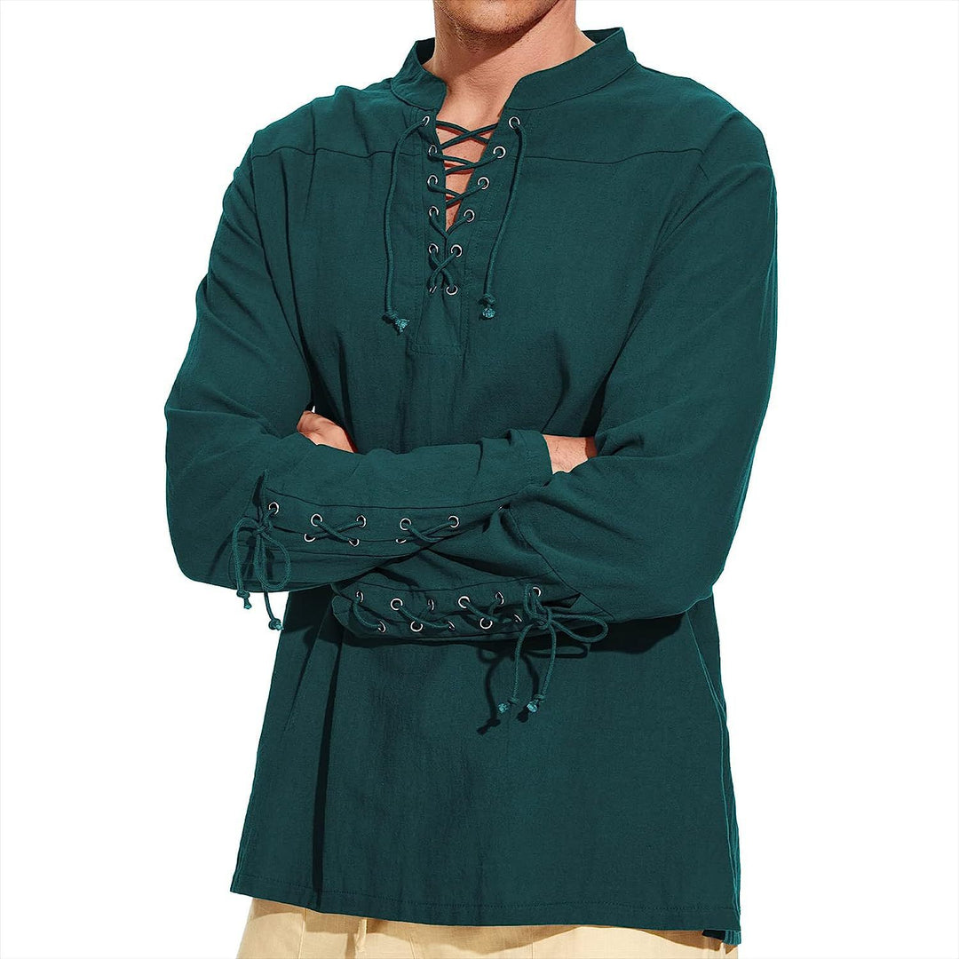 Men's long-sleeve shirt with modern lacing design and casual fit Lisslune