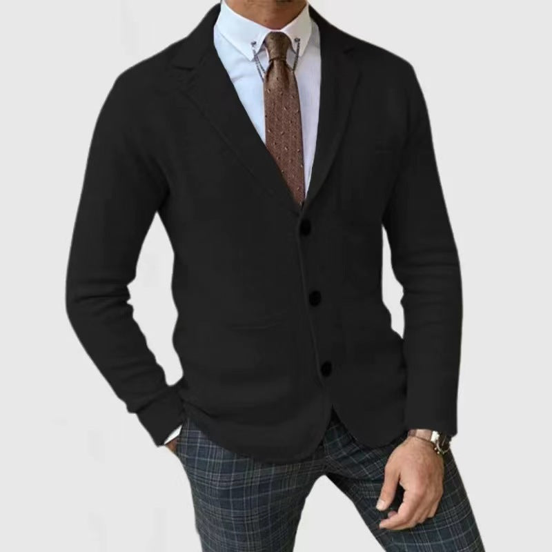 Men's casual cardigan with button placket and patch pockets Lisslune