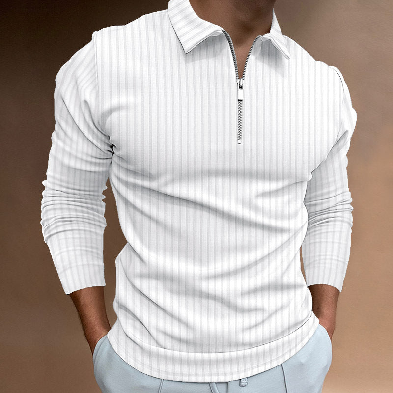 Men's Long Sleeve Polo Shirt with Zipper Lisslune