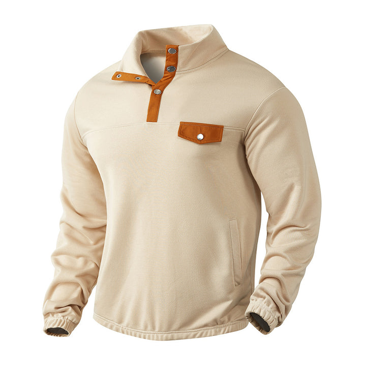 Men's fashionable sweater with button placket and pockets Lisslune