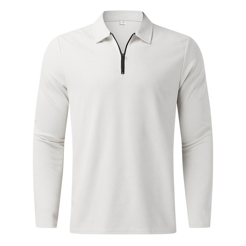 Men's Long Sleeve Polo Shirt with Modern Zipper and Breathable Structure Lisslune