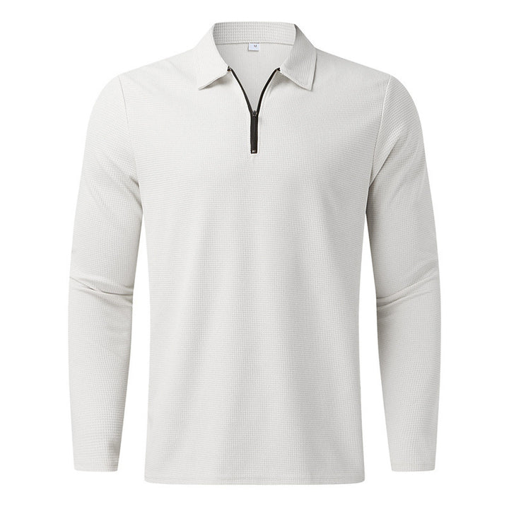 Men's Long Sleeve Polo Shirt with Modern Zipper and Breathable Structure Lisslune