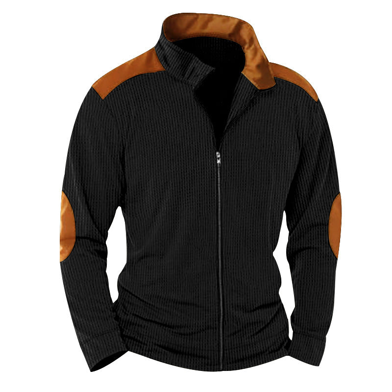 Men's quilted jacket with high collar and leather applications Lisslune