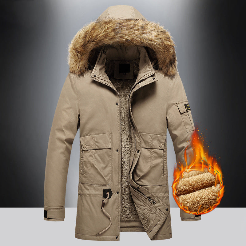 Men's Warm Parka Jacket with Removable Hood and Soft Fleece Lining Lisslune
