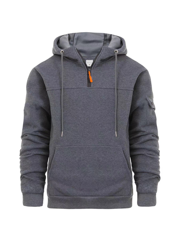 Men's Hoodie with Structured Cut and Functional Zip Pockets Lisslune