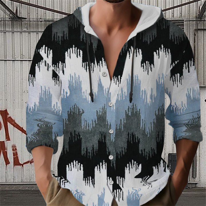Men's hooded blouse with elaborate floral embroidery and modern cut Lisslune