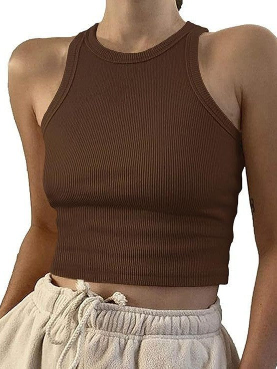 Women's sporty crop top with elastic rib design Lisslune