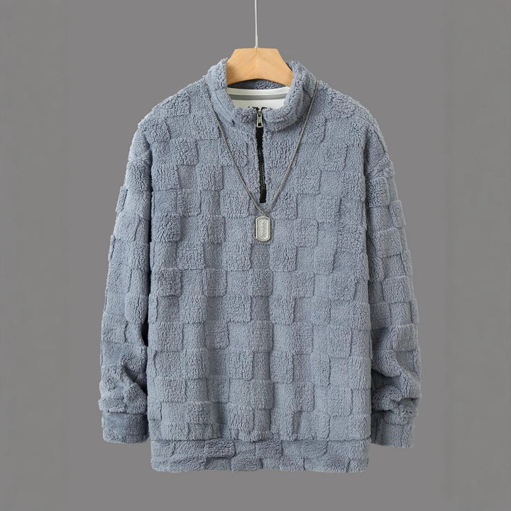Men's fleece pullover with zipper and textured design Lisslune