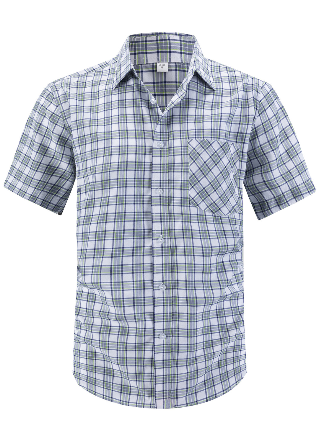 Men's casual short-sleeve shirt with classic check pattern and chest pocket Lisslune