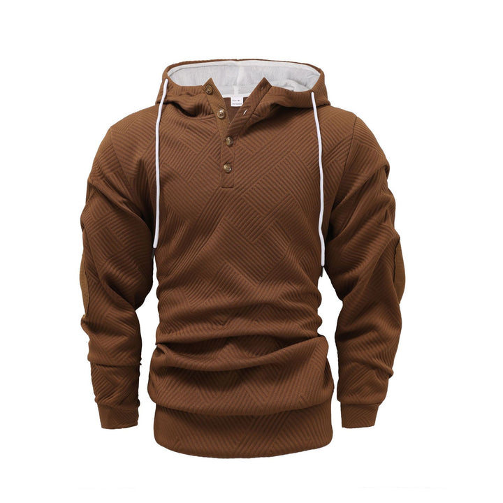 Men's Modern Hoodie with Textured Design and Practical Button Details Lisslune