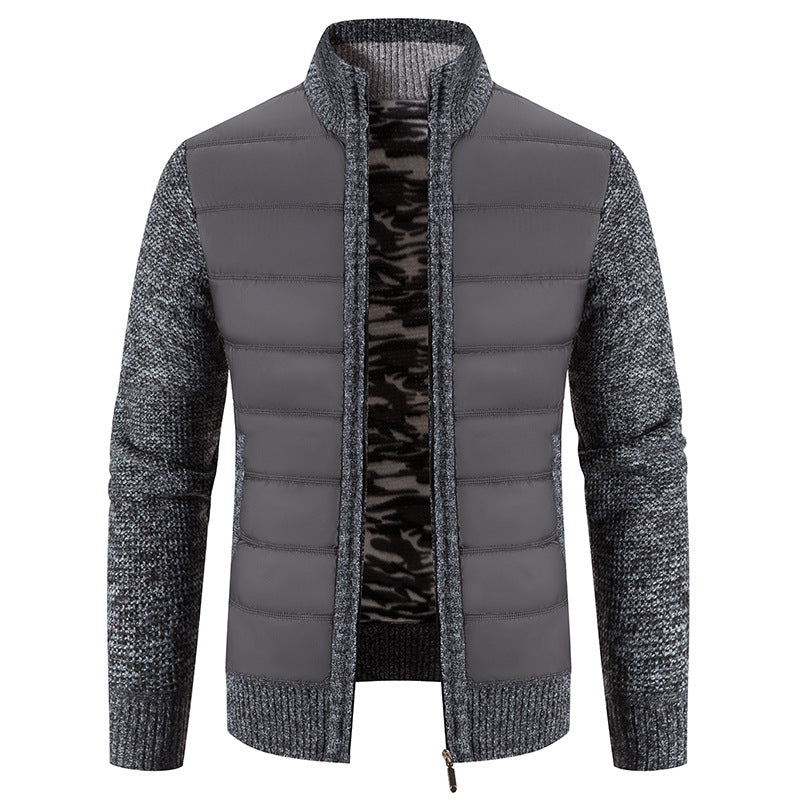 Men's quilted jacket with fashionable knit sleeves Lisslune