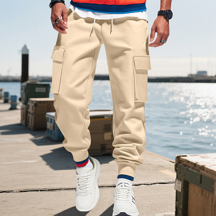 Men's cargo pants with elastic waistband and practical side pockets Lisslune