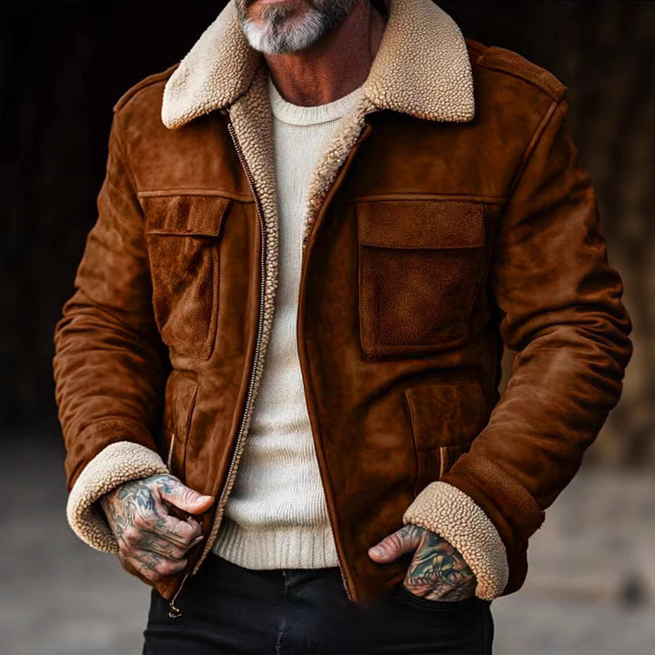 Men's stylish leather jacket with warm lining Lisslune