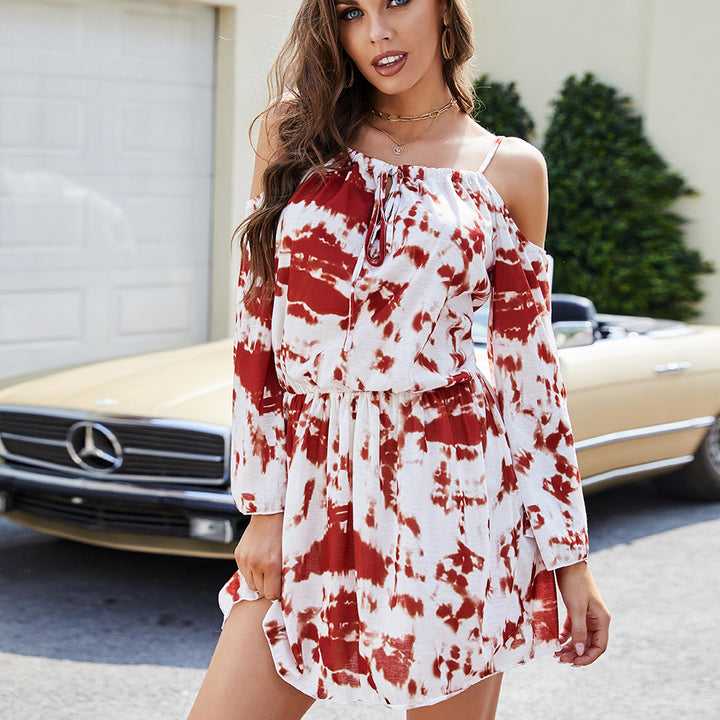 Women's casual dress with off-shoulder design and elegant A-line cut