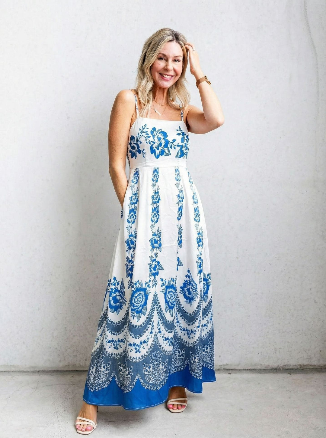 Women's maxi dress with exciting graphic print and playful design