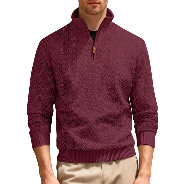Men's casual stand-up collar sweater with textured knit quality Lisslune