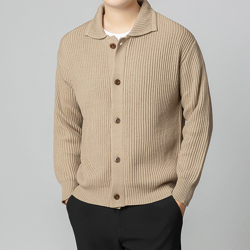Men's Cardigan with Comfortable Button Placket and Modern Rib Design Lisslune